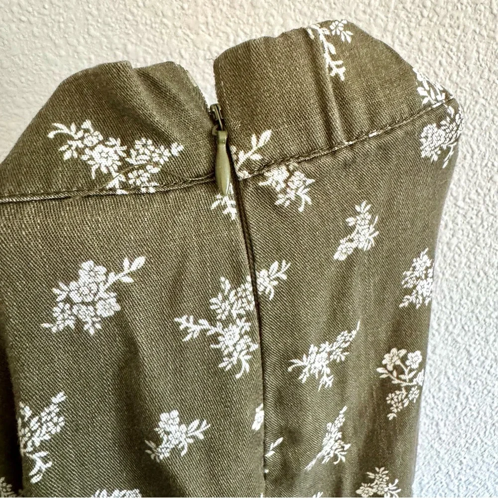 Thread & Supply Olive Midi A-Line Skirt with Slit - Picture 10 of 10